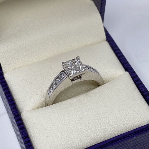 14K WG 1.00 Carat Square Cut Diamond Engagement Ring w/ $3,500 Appraisal - Picture 8 of 11